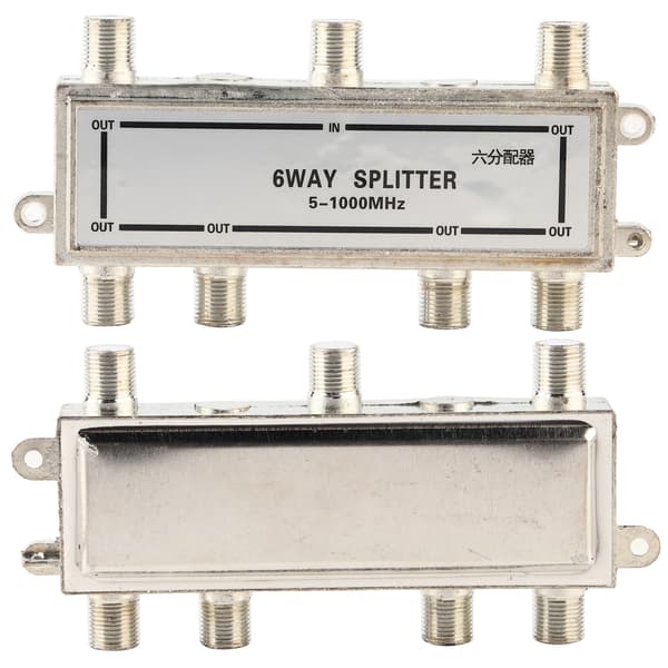6-vägs koaxialkabelsplitter 5-1000MHz CATV TV-antenn koaxialsignalsplitter