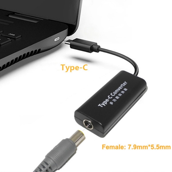 65 W DC 7,9 x 5,5 mm naaras- ja TypeC-kannettavaan power