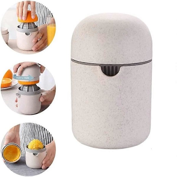 Bærbar Håndjuicer, Mini Manuel Frugtjuicer, Manuel Citronpresser med Opbevaringskop, 14,5*10cm, til Citron, Appelsin, Grape, Jordbær, Vandmelon