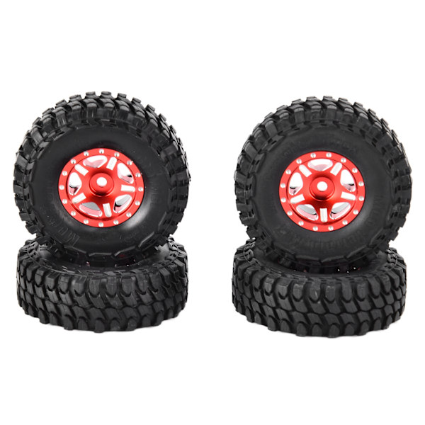 4 st 1/24 RC-bildäck i gummi, RC-fordonshjul, Crawler-bildäck för Axial SCX24 90081 AXI00001 AXI00002, röda