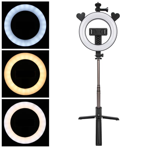 P40D‑5 Mobiltelefon Bluetooth Selfie Stick 6 tommer LED-fyldlys Stativ Live Broadcast Stand