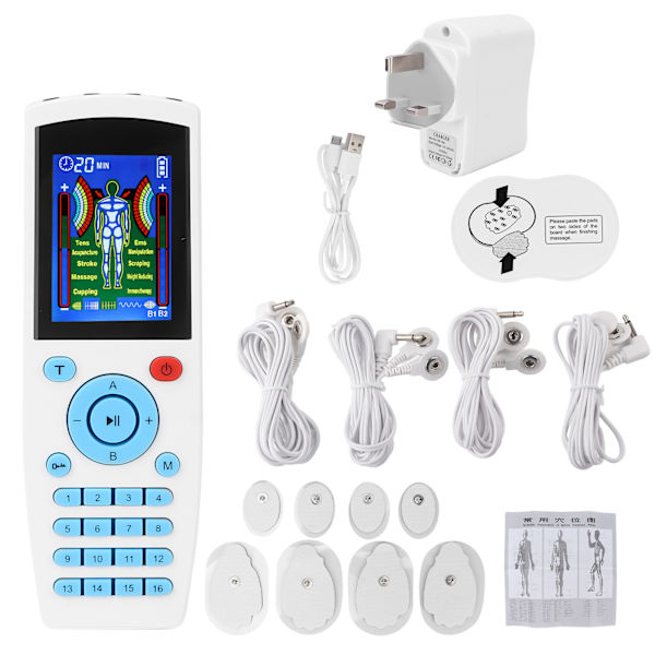 EMS TENS Muskelstimulator Enhet Maskin 16 Lägen Puls Massager för Naturlig Smärtlindring Terapi 110‑240VUK Plugg