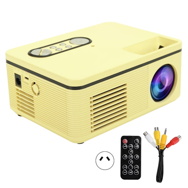 Projektor Mini LED Bærbar 1080P HDMI MultiFunksjon Hjemmekino S361 100-240V(Gul AU Plugg)