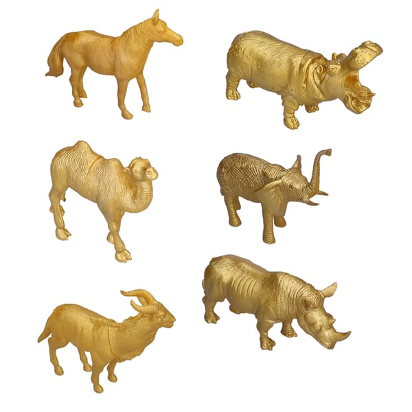Skovens vilde dyr figur PVC langtidsholdbar simulering gyldne zoo dyrefigurer til 3 år+ 6 stk.