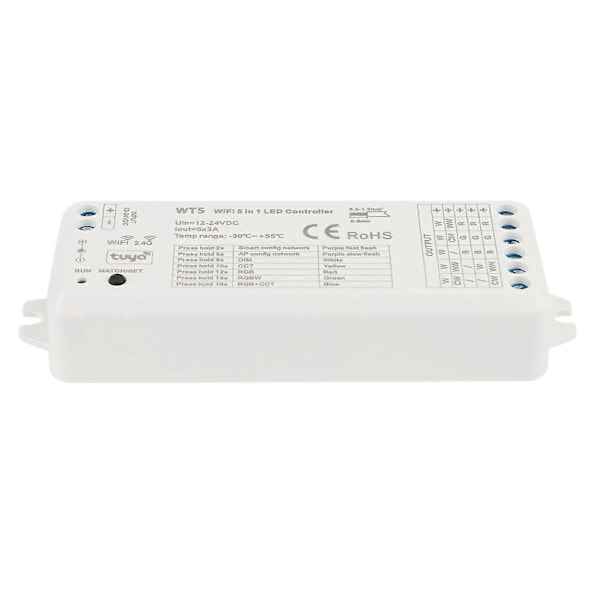 Tuya LED Controller 5 i 1 Dimmer CCT RGB RGBW RGBWW RGBCCT Strip Smart Life Wifi 2.4G RF Fjernbetjening Co