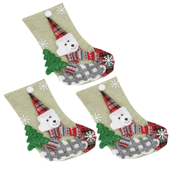 3 st/set Julstrumpor Socka Presentpåse Hängande Prydnad Julgransdekoration Björn