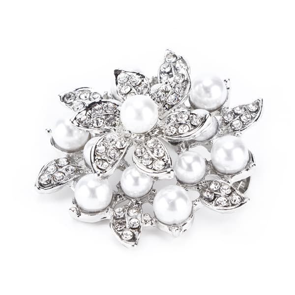Broche Diamant Blomst Perle Legering Mode til Udsøgt Gave TøjdekorationerSølv