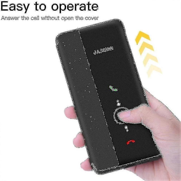 Ægte Læder Smart Flip Cover Kompatibel Huawei P30 Pro - Fuld Beskyttelse, Auto Sleep/Wake, Stødsikker (sort)-B17