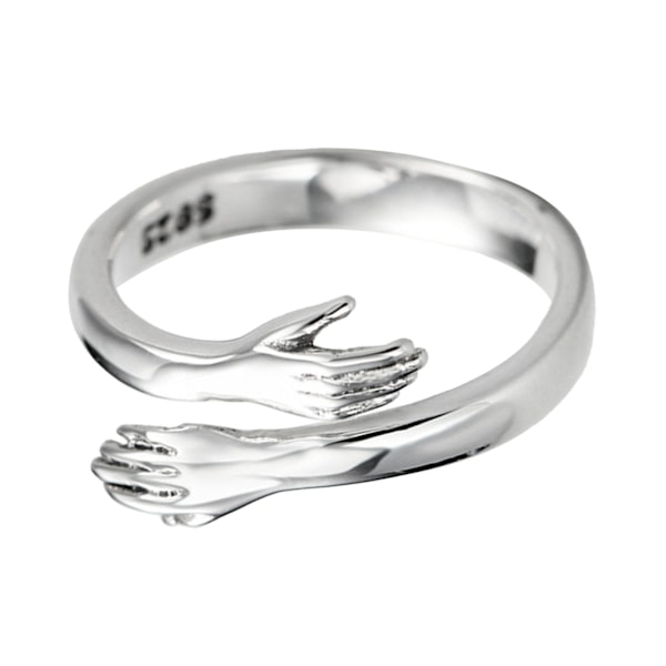 925 Sølv klemring Fasjonabel Allsidig Justerbar Klem Hands Open Ring for datter Mamma Søster Kone Venn Bestemor Hvitt Gull