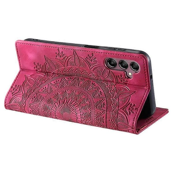 Kompatibel med Samsung Galaxy A55 5G Läderfodral Mandala Blomma Plånboksfodral Pink