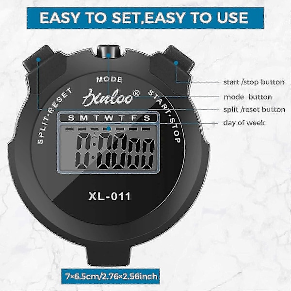 Dommer Digital Elektronisk Sports Stopur Timer Stort LCD Display (Sort) 1 Styk
