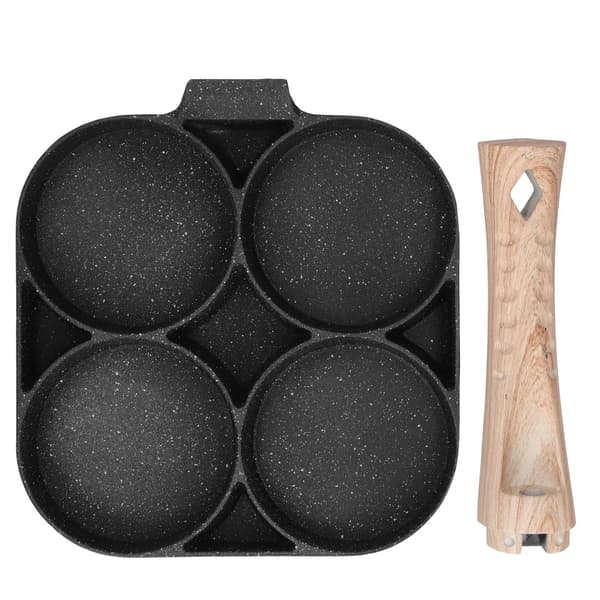 4-hulls stekepanne non-stick eggpannekake kokekar for induksjon gasskomfyr