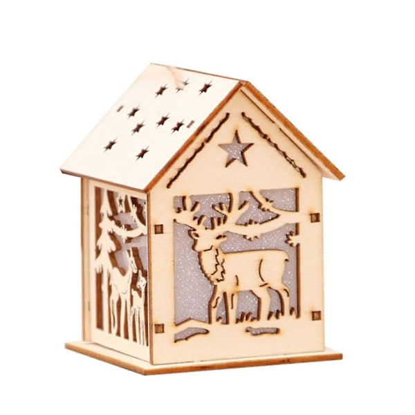 Jul Lysande Trähus Hängande Ornament Blinkande Jul