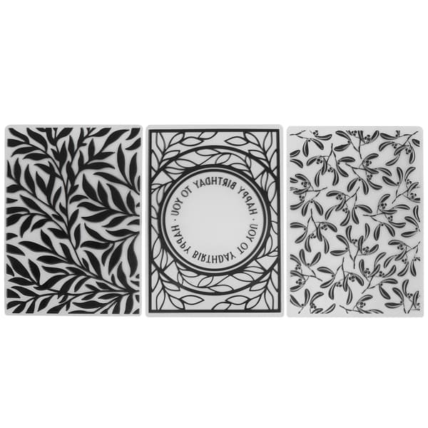 3 stk. pregepermer i plast, preget mal for DIY-kortlaging, scrapbooking, papirhåndverk