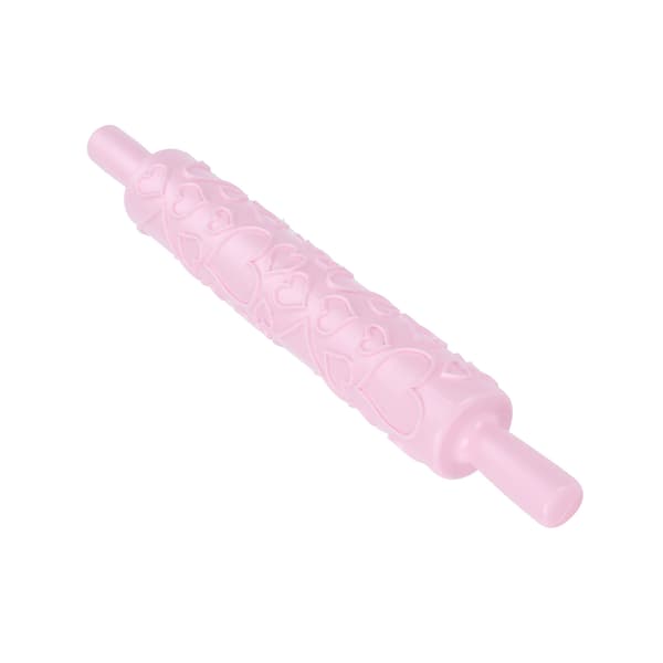 Fondant kjevle i plast preget rulle for kaker, kjeks, bakverk, kakepynt (hjerteform)