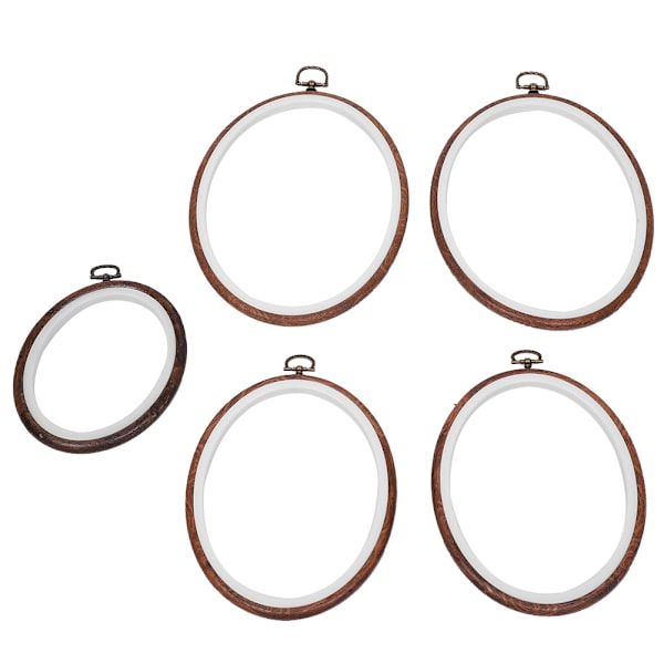 5 stk broderirammer sirkel korsstingramme ring oval ramme retro DIY tilbehørsverktøy