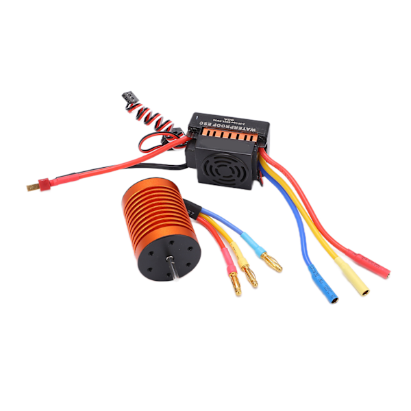 F540 4370KV 4P harjaton moottorisarja vedenpitävällä 60A harjattomalla ESC:llä 1/10 RC-autolle, oranssi