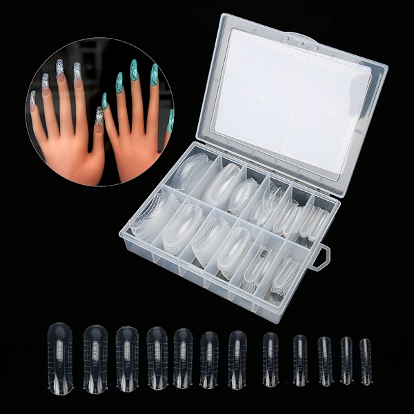 120 st transparenta full cover falska nagelkonstspetsar förlängning falska naglar låda 3#