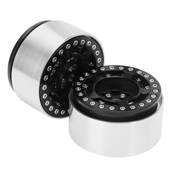 2 kpl 1,9 tuuman Beadlock-vanteet alumiiniseos CNC-työstö yleismaailmallinen RC-pyörän vanteet Crawler Black