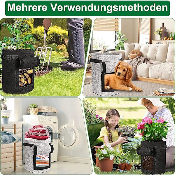 10 gallon kartoffelplantningspose, plantepose til blomsterpotter med robuste håndtag og visualiseret klap, tykke non-woven potter