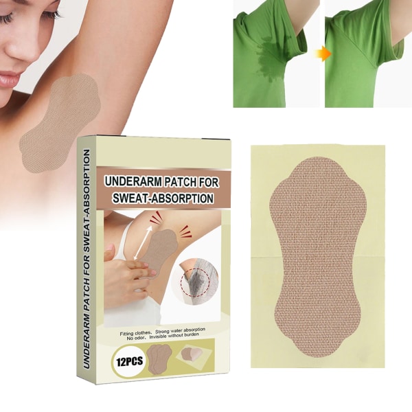 Pakke med 12 underarmsputer Svetteputer i armhulen Usynlige armhulebeskyttelsesputer for menn og kvinner Perfekt passform Absorberende