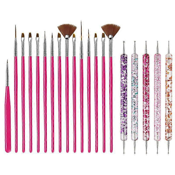 5/20 st Nagelborstar Set, Nagelkonstborstar för Målning, Ritning, Prickning och Gravering, Manikyrverktyg, Akryl, UV Gel och Nagelpulver8