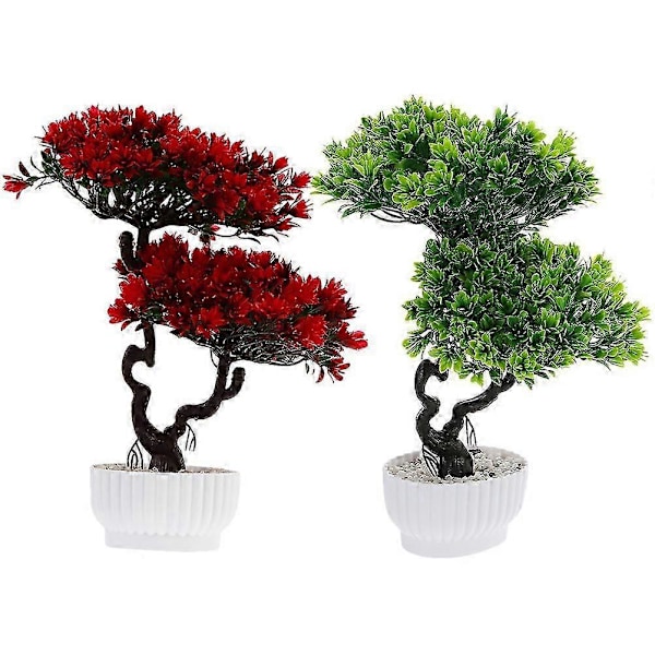 2 stk. Indendørs Kunstige Planter Blomster Bonsai Træ Indendørs Velkomst Fyrretræ Kunstig Potteplante Simulation Bonsai