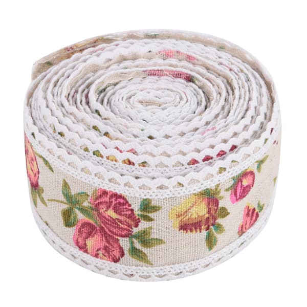 DIY Spets Tryckt Blomma Säckväv Band Hessian Jute Bälte Rem Bröllop Tyg Dekoration 5m