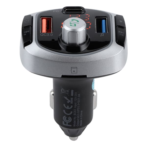 Bluetooth 5.0 FM-sender MP3-afspiller Håndfri Opkald Farverigt Lys Dobbelt Display PD3.0 QC3.0