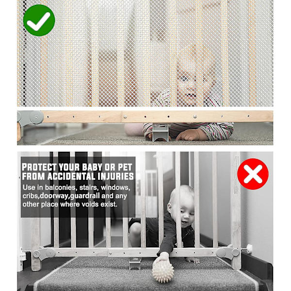 2 stk Sikkerhetsnett for Barn og Kjæledyr 3 meter x 0,75 meter Mesh Gjerde for Balkonger og Trapper Baby Sikkerhetsprodukter