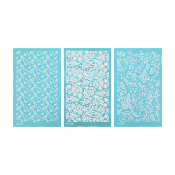 Polymer Clay Silk Screen sjablonger DIY Gjenbrukbare silkscreen Print Kit for smykker Clay Earrings Decoration 203, 205, 206