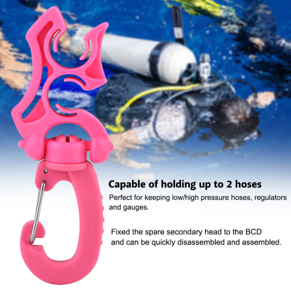 Scuba Diving Dobbelt BCD Slangeholder Clip Regulator Holder Spænde Krog til Snorkeling (Pink)