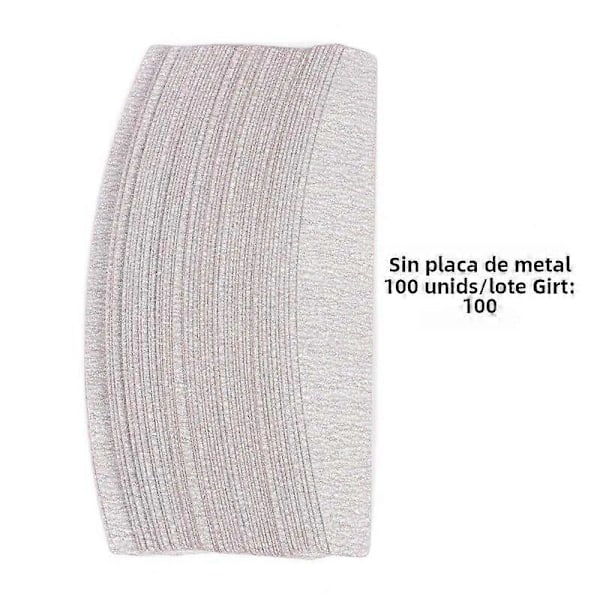 100 st Nagel Järnpapper med Avtagbart Metallhandtag Buffé 100/180 Dubbelsidig Manikyr Nagelkonstfil Nagel Klippset 100 Grit