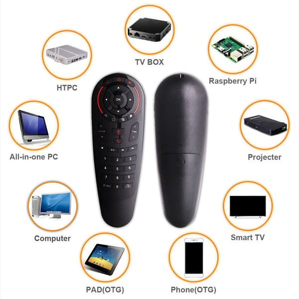 USB 2.4G trådløs Air Fly Mouse bevægelsessensor Smart stemmefjernbetjening sort