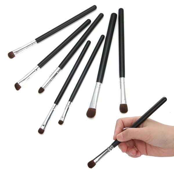 7 stk Make Up Brushes Set Cosmetic Foundation Powder Blush Concealers Øyenskyggebørster Svart og Sølv