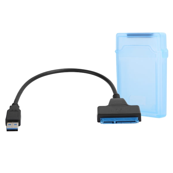 Harddiskadapterkabel 2,5 tommer SATA USB3.0 HDD/SSD konverterkabel med beskyttelsesboks Blå