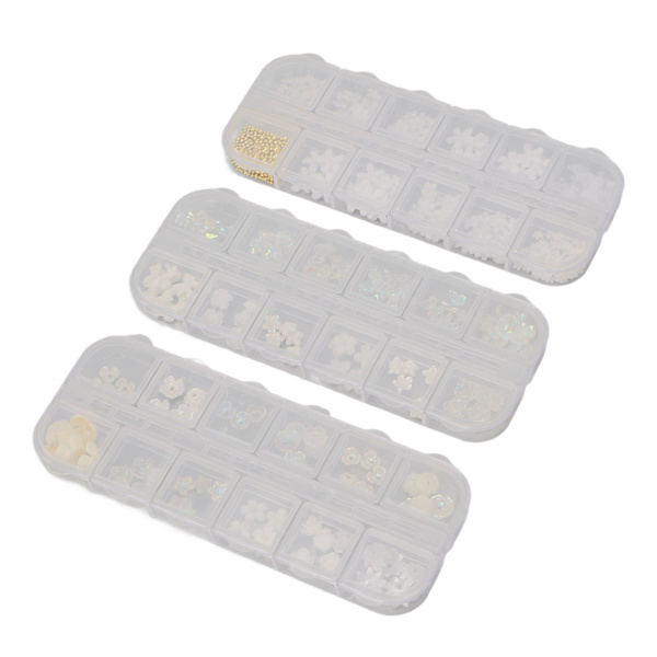3st Nail art Set Olika blomformer Manikyr Dekorativa prydnader för Nagelsalong