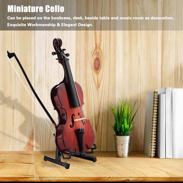 5.5in trä miniatyr cello replika med case Instrument modell musikaliska gåvor prydnader