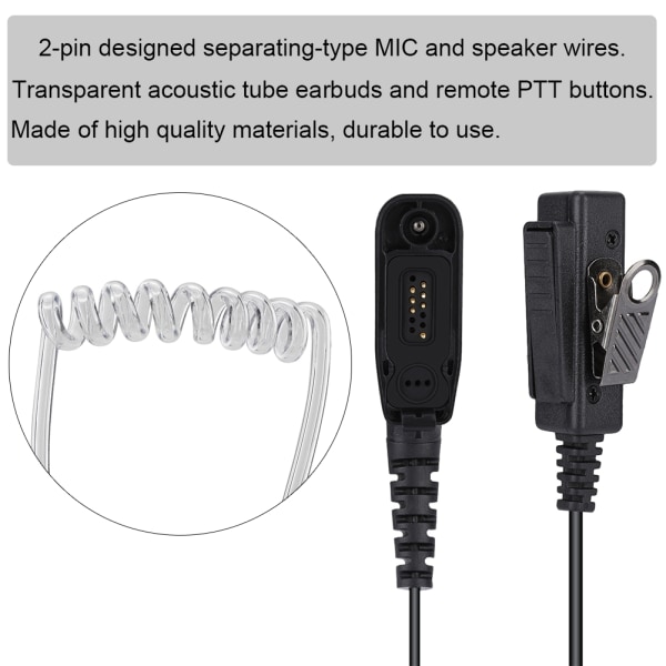 2-nastainen Air Tube Walkie talkie kuuloke PTT-kuulokkeiden äänenvalvontasarja Motorolalle