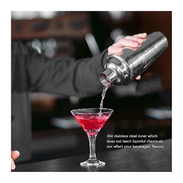 Cocktail shaker 750ML Rustfritt Stål Bar Cocktail Shaker Sett Bartender Kit Barutstyr Sett Shaker Sett 6 stk Shaker Mikser Drikkelaging Verktøysett
