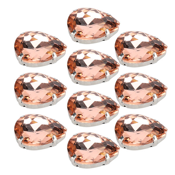 10 stk sy på rhinestones krystaller skinnende knapper dekorasjon for DIY håndverk klær sko vesker (0,71 x 0,75 tommer rosa dråpeformet)