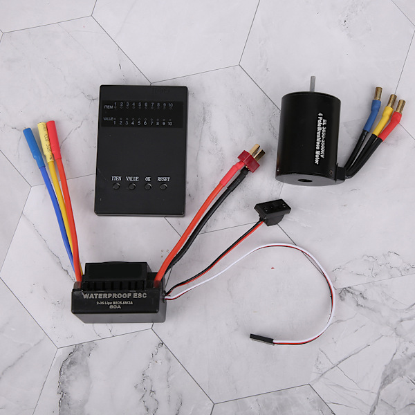 3650 3500KV Børsteløs Motor Programmeringskort 60A ESC med Vanntett BEC for 1/10 RC Bil