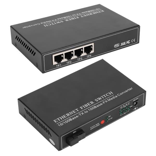 4-portars Ethernet Fiber Switch TBC‑MC3414ES20A Plug Play Stabil Robust Datornätverksswitchar 100‑240VEU-kontakt