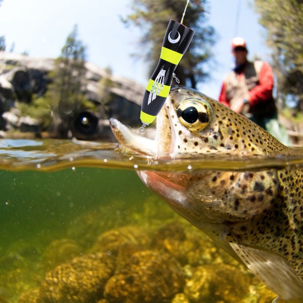 Træ Stor kunstig Popper Fisk Lure Topwater Simulering Agn Hav Fiskegrejsort gul