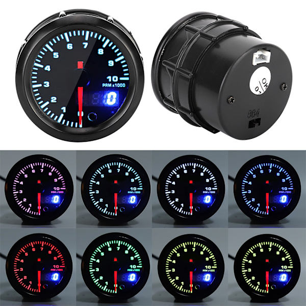 2 i 1 12V omdrejningstæller måler pointer digitalt display med skridtmotor 0-10000RPM