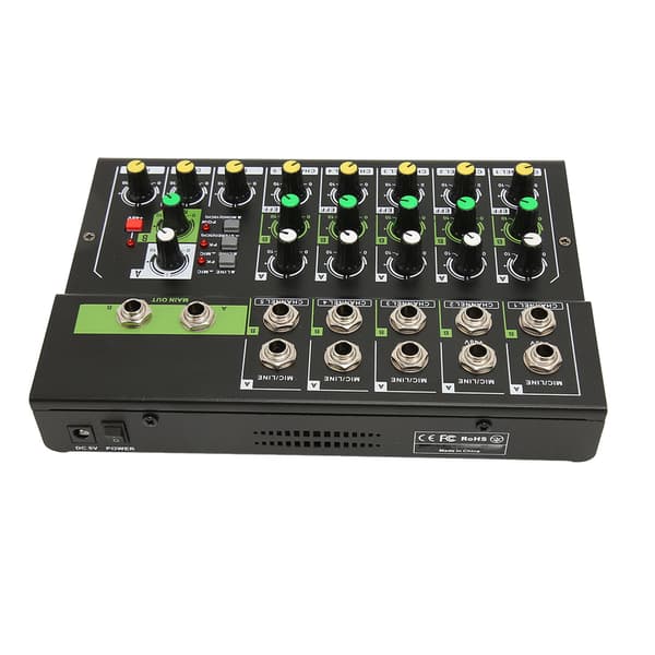 Kompakt Mixer 5 Kanaler 48V Phantom Power Stereo Professionel Lydmixer Board til DJ Studio Streaming 100-240V US Stik