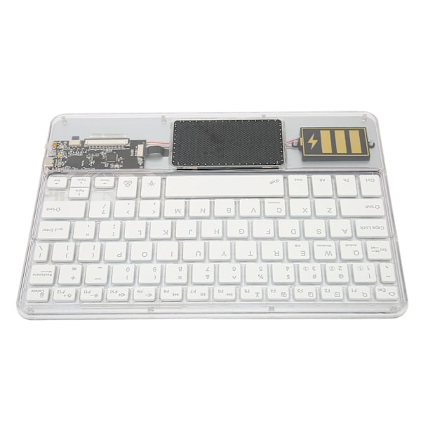 Trådløst Bluetooth-tastatur Multifunksjonelt akryltastatur for Windows for Android for IOS Hvit