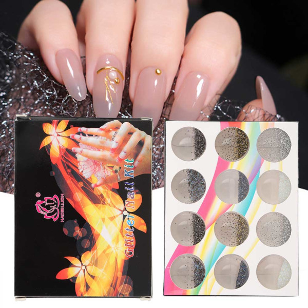 12 Grid DIY Nail Plastic Beads Nail Art Decoration Manicure Tool Accessory