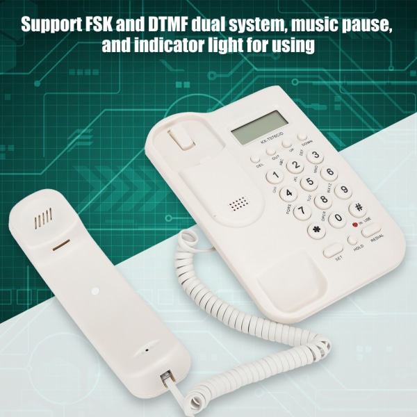 KX T076 Kablet engelsk fastnet hjemmekontortelefon (UK telefonlinje med tilfældig farve)(hvid)