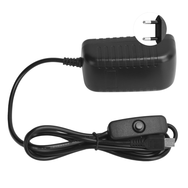 Power för Raspberry Pi 5V 3A med strömbrytarknapp integrerad mikro USB adapter 100-240VEU-kontakt